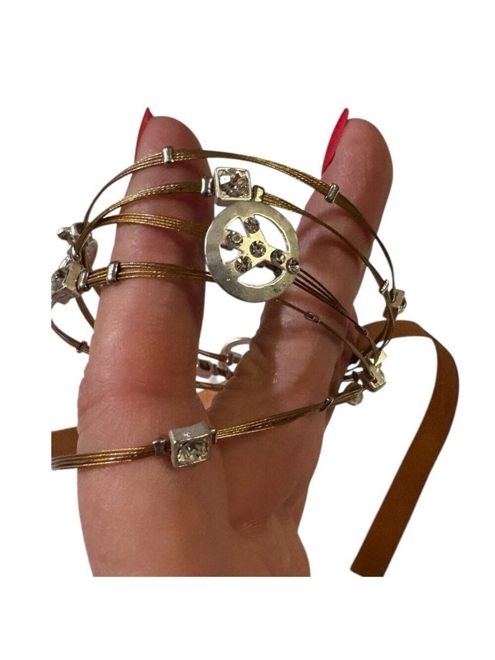 Gold Wire Multi-Strand Charm Bracelets (5)